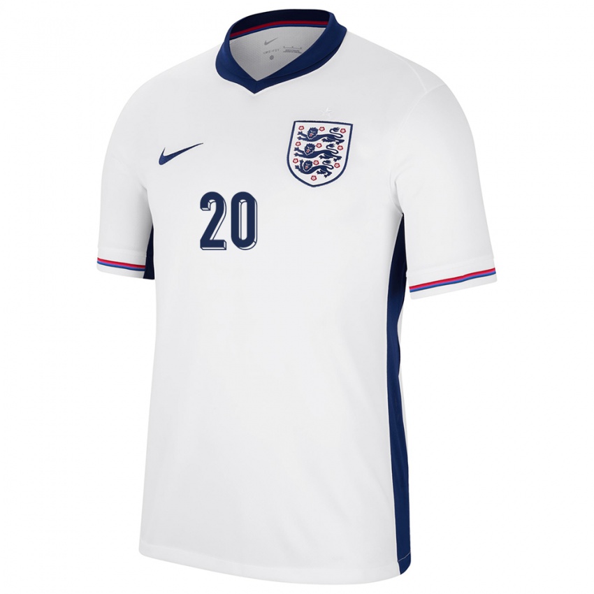 Hombre Camiseta Inglaterra Phil Foden #20 Blanco 1ª Equipación 24-26 La Camisa