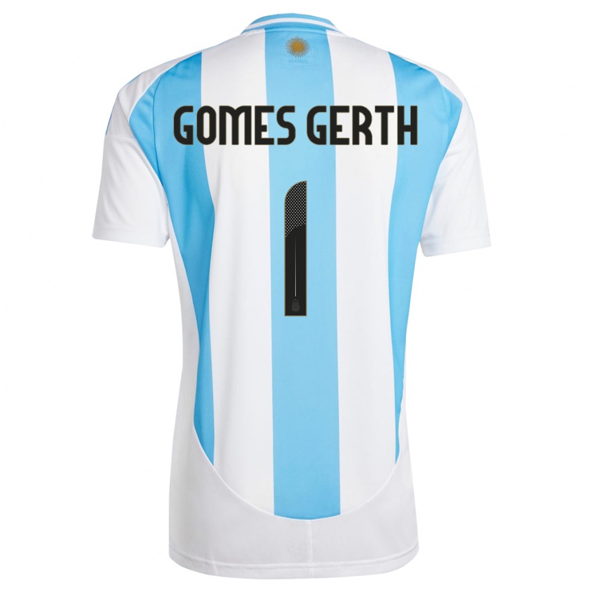 Hombre Camiseta Argentina Federico Gomes Gerth #1 Blanco Azul 1ª Equipación 24-26 La Camisa