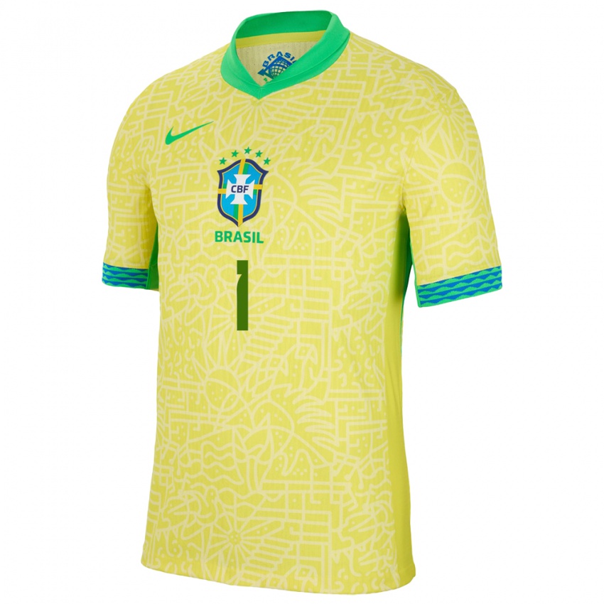 Hombre Camiseta Brasil Mycael Pontes #1 Amarillo 1ª Equipación 24-26 La Camisa