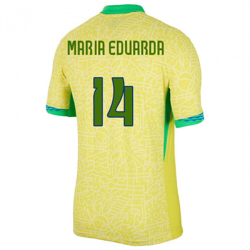 Hombre Camiseta Brasil Maria Eduarda #14 Amarillo 1ª Equipación 24-26 La Camisa