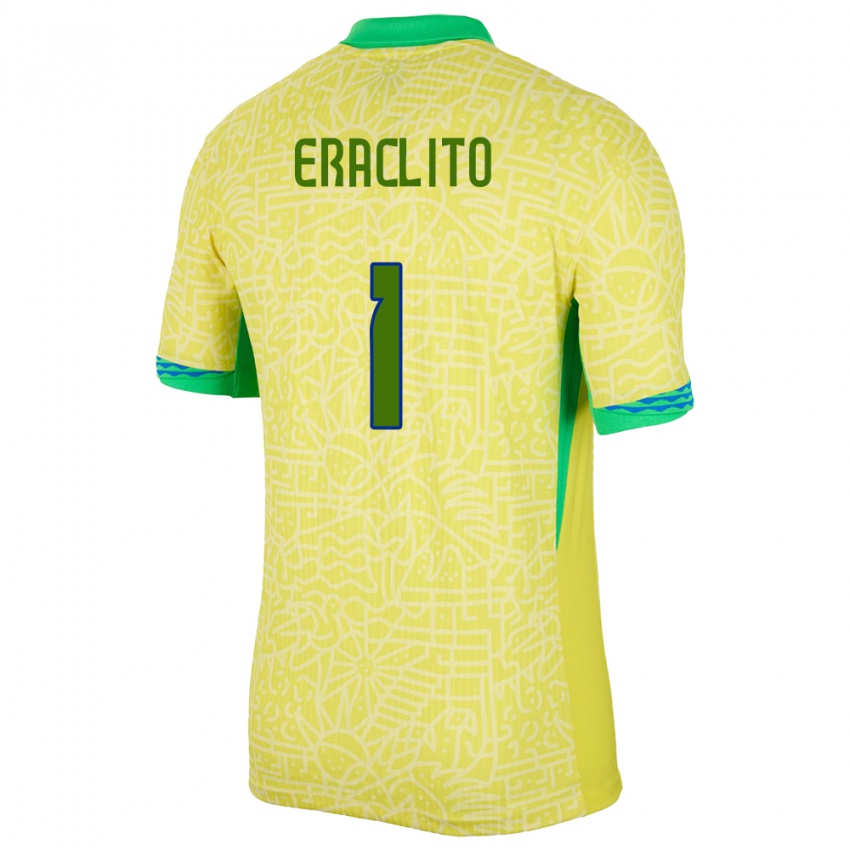 Hombre Camiseta Brasil Marcelo Eraclito #1 Amarillo 1ª Equipación 24-26 La Camisa