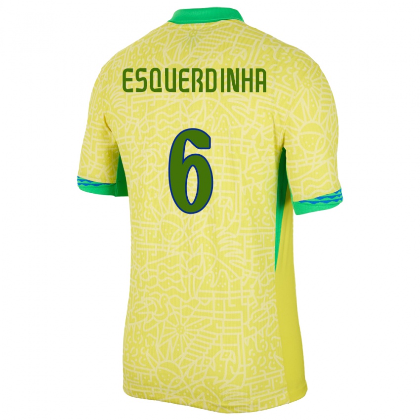 Hombre Camiseta Brasil Esquerdinha #6 Amarillo 1ª Equipación 24-26 La Camisa