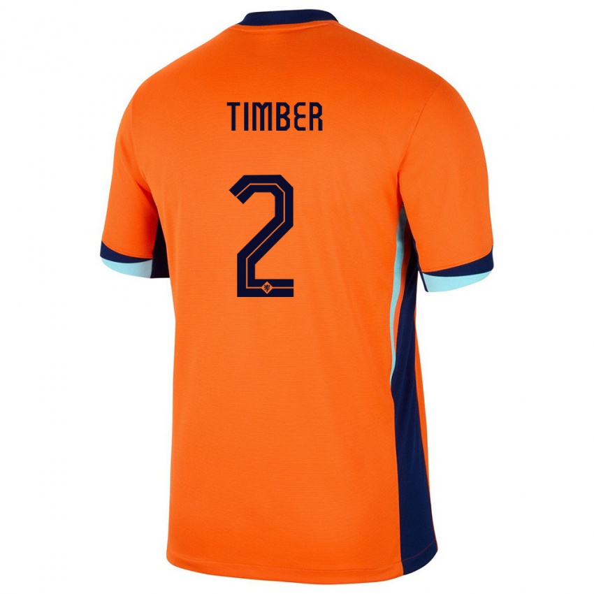 Hombre Camiseta Países Bajos Jurrien Timber #2 Naranja 1ª Equipación 24-26 La Camisa