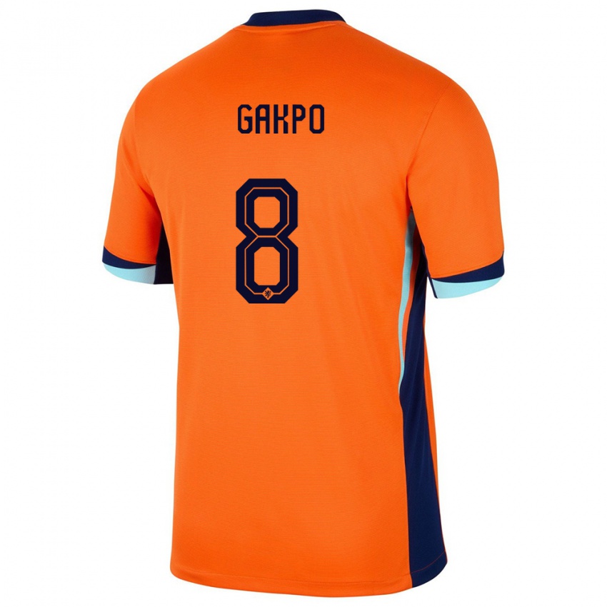 Hombre Camiseta Países Bajos Cody Gakpo #8 Naranja 1ª Equipación 24-26 La Camisa