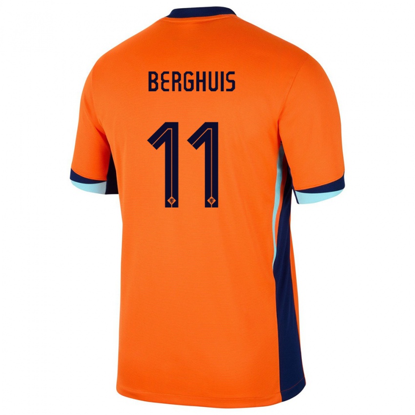 Hombre Camiseta Países Bajos Steven Berghuis #11 Naranja 1ª Equipación 24-26 La Camisa