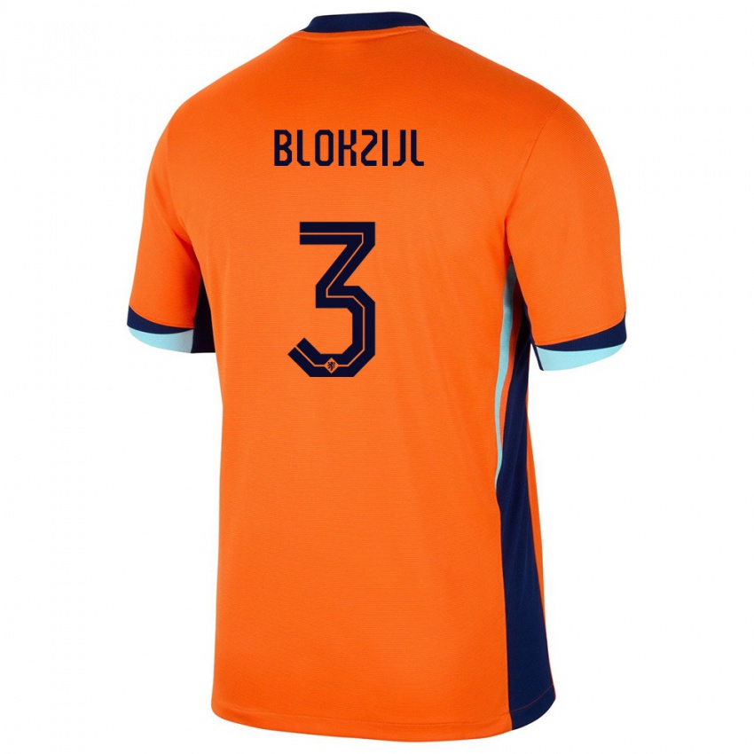 Hombre Camiseta Países Bajos Thijmen Blokzijl #3 Naranja 1ª Equipación 24-26 La Camisa