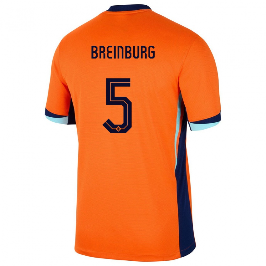 Hombre Camiseta Países Bajos Rainey Breinburg #5 Naranja 1ª Equipación 24-26 La Camisa