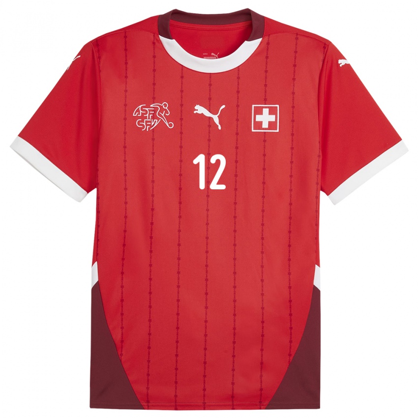 Hombre Camiseta Suiza Livia Peng #12 Rojo 1ª Equipación 24-26 La Camisa