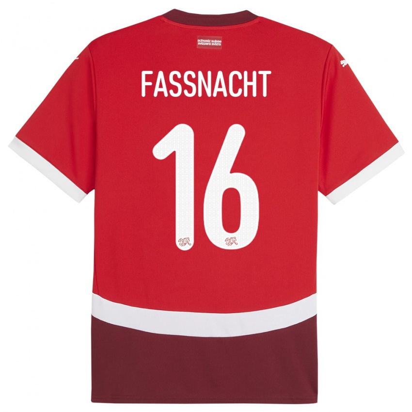 Hombre Camiseta Suiza Christian Fassnacht #16 Rojo 1ª Equipación 24-26 La Camisa
