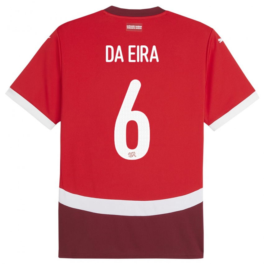 Hombre Camiseta Suiza Stefanie Da Eira #6 Rojo 1ª Equipación 24-26 La Camisa