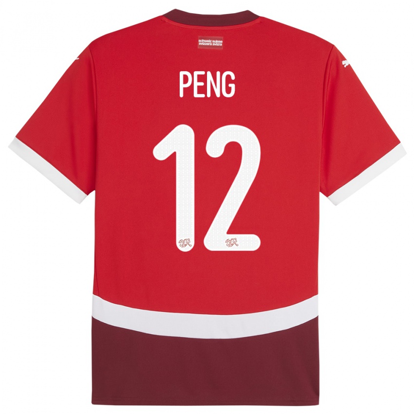 Hombre Camiseta Suiza Livia Peng #12 Rojo 1ª Equipación 24-26 La Camisa