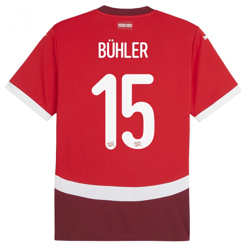 Hombre Camiseta Suiza Luana Buhler #15 Rojo 1ª Equipación 24-26 La Camisa