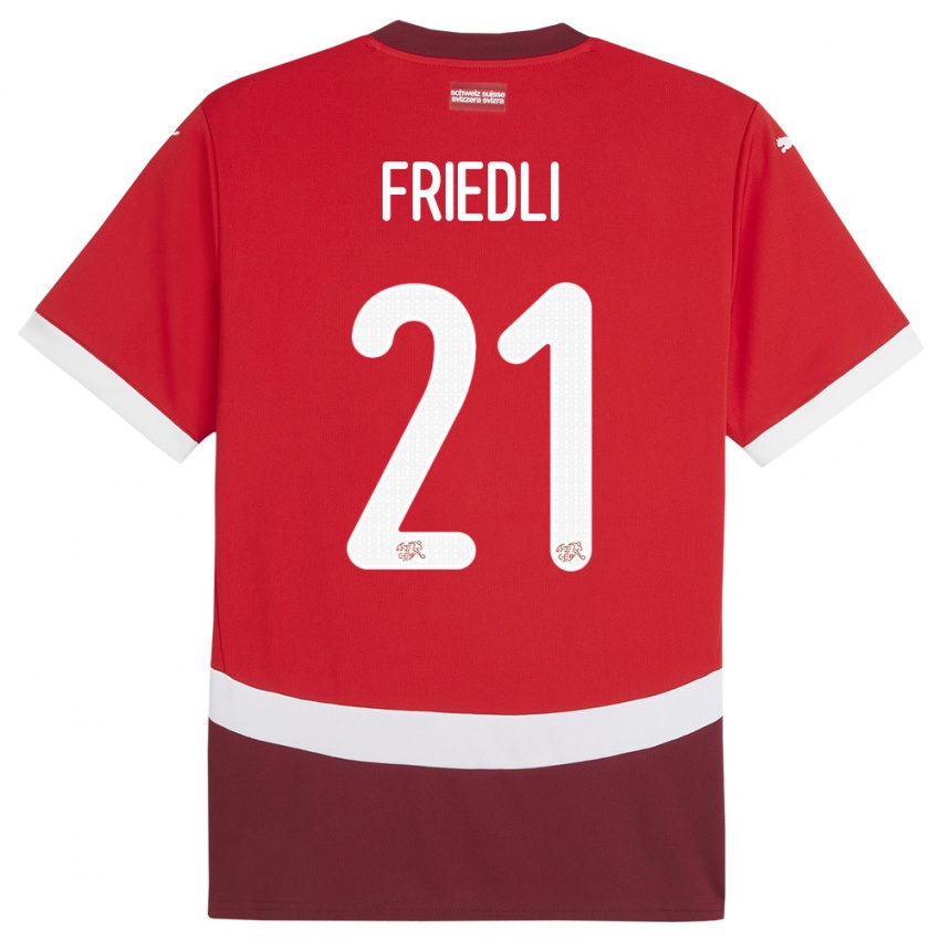 Hombre Camiseta Suiza Seraina Friedli #21 Rojo 1ª Equipación 24-26 La Camisa
