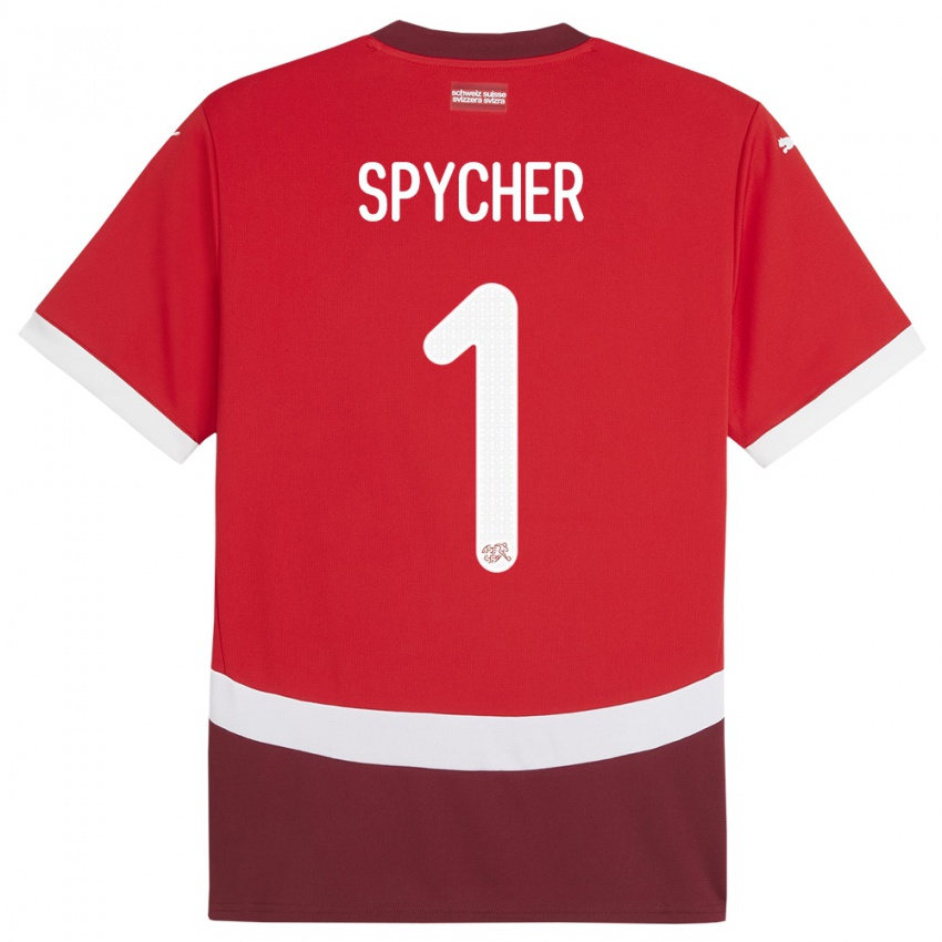 Hombre Camiseta Suiza Tim Spycher #1 Rojo 1ª Equipación 24-26 La Camisa