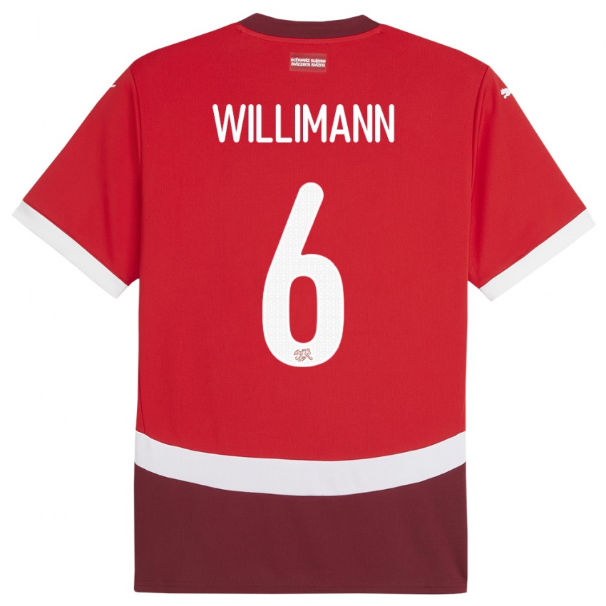 Hombre Camiseta Suiza Mauricio Willimann #6 Rojo 1ª Equipación 24-26 La Camisa