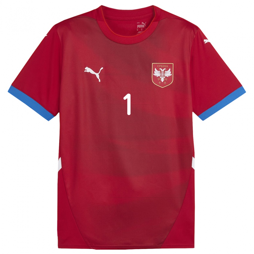Hombre Camiseta Serbia Luka Lijeskic #1 Rojo 1ª Equipación 24-26 La Camisa
