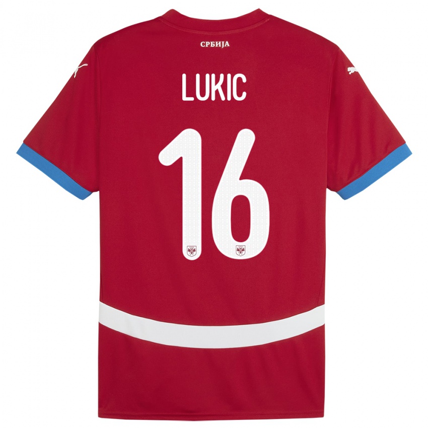 Hombre Camiseta Serbia Sasa Lukic #16 Rojo 1ª Equipación 24-26 La Camisa