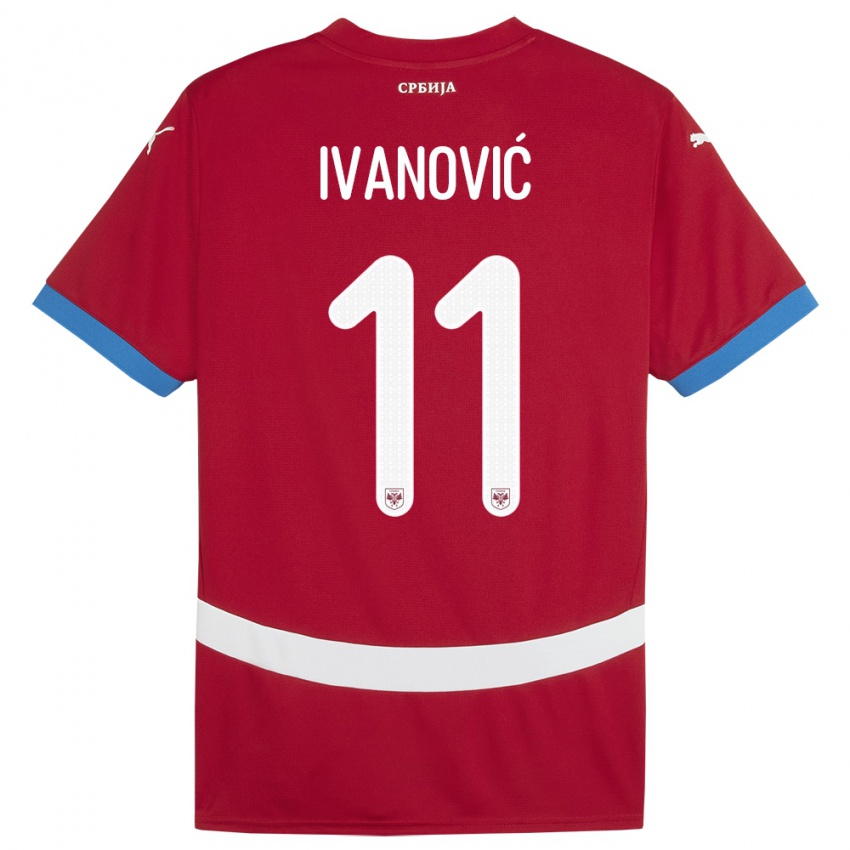 Hombre Camiseta Serbia Miljana Ivanovic #11 Rojo 1ª Equipación 24-26 La Camisa