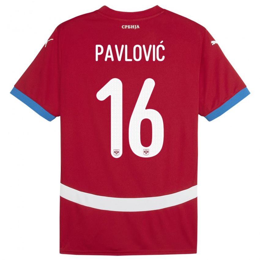 Hombre Camiseta Serbia Sara Pavlovic #16 Rojo 1ª Equipación 24-26 La Camisa