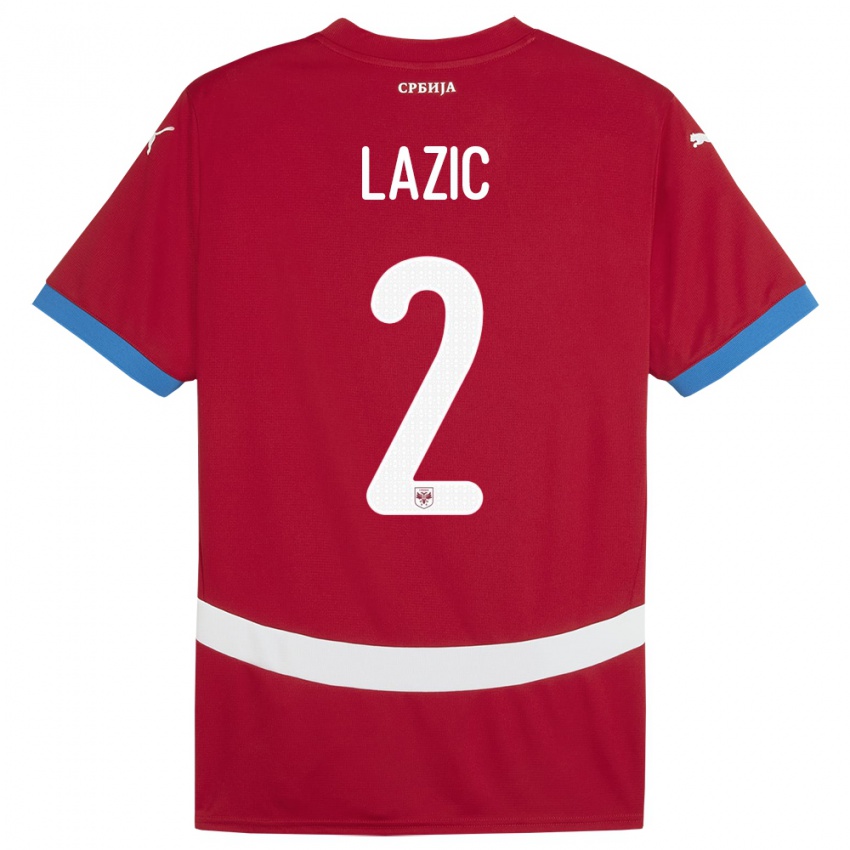 Hombre Camiseta Serbia Uros Lazic #2 Rojo 1ª Equipación 24-26 La Camisa