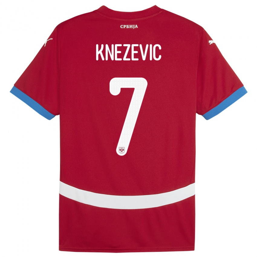 Hombre Camiseta Serbia Nikola Knezevic #7 Rojo 1ª Equipación 24-26 La Camisa