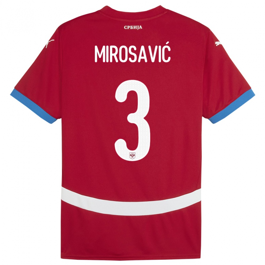 Hombre Camiseta Serbia Veljko Mirosavic #3 Rojo 1ª Equipación 24-26 La Camisa