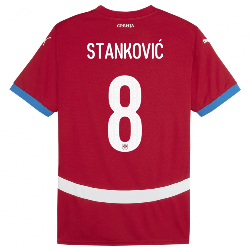Hombre Camiseta Serbia Aleksandar Stankovic #8 Rojo 1ª Equipación 24-26 La Camisa