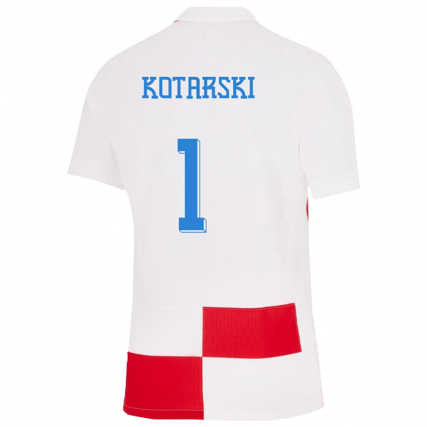 Hombre Camiseta Croacia Dominik Kotarski #1 Blanco Rojo 1ª Equipación 24-26 La Camisa