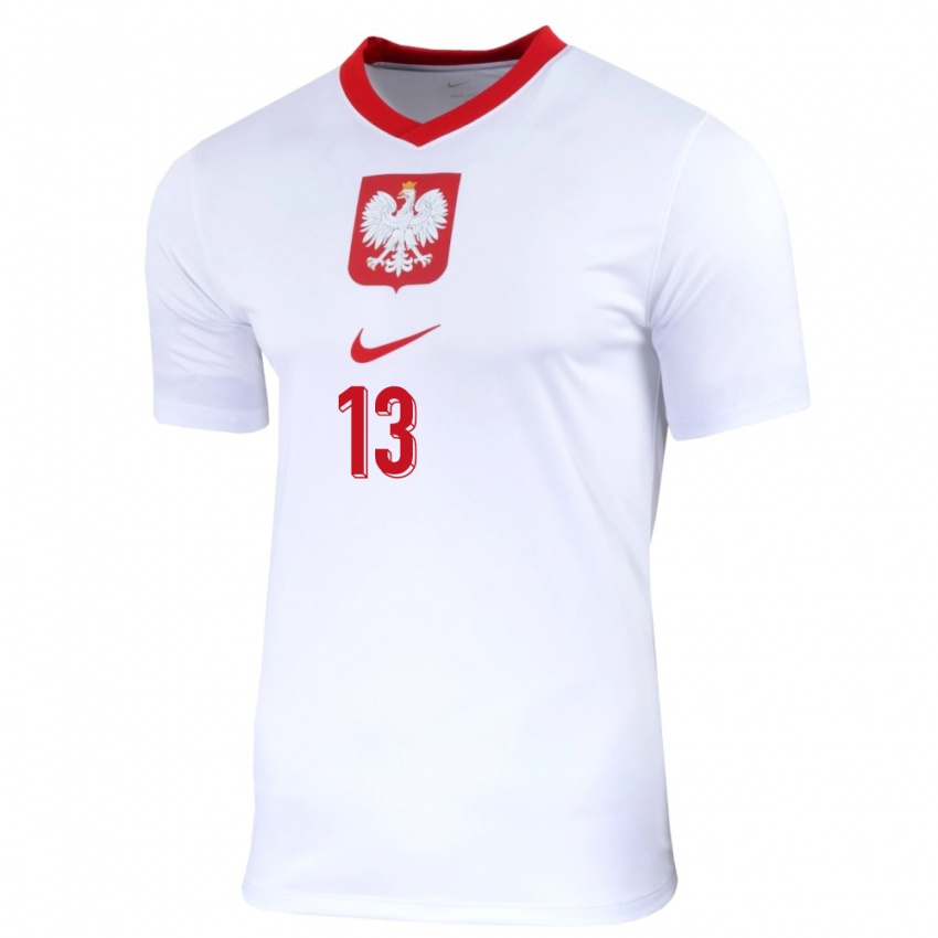 Hombre Camiseta Polonia Katarzyna Konat #13 Blanco 1ª Equipación 24-26 La Camisa