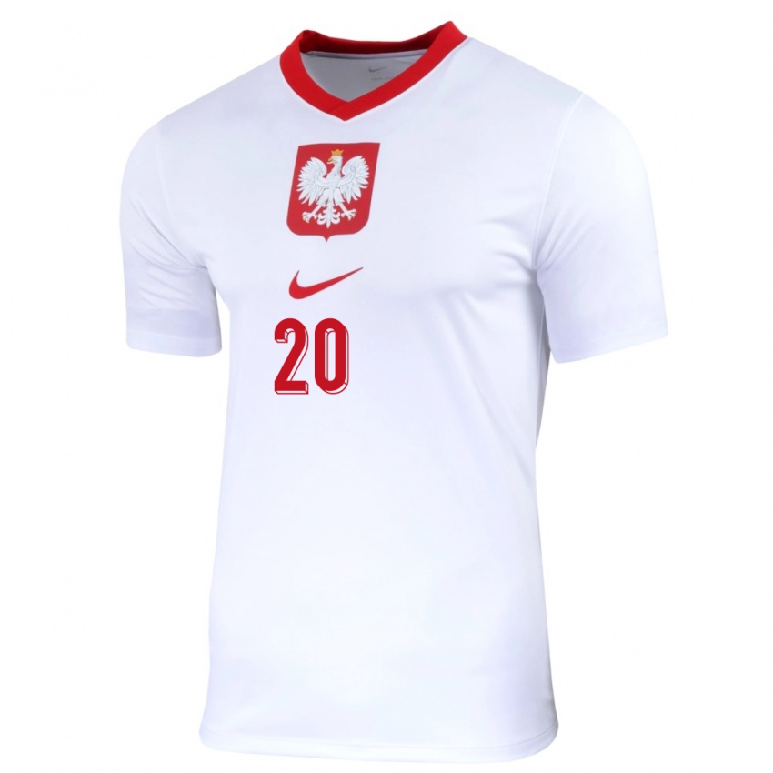 Hombre Camiseta Polonia Nikola Karczewska #20 Blanco 1ª Equipación 24-26 La Camisa