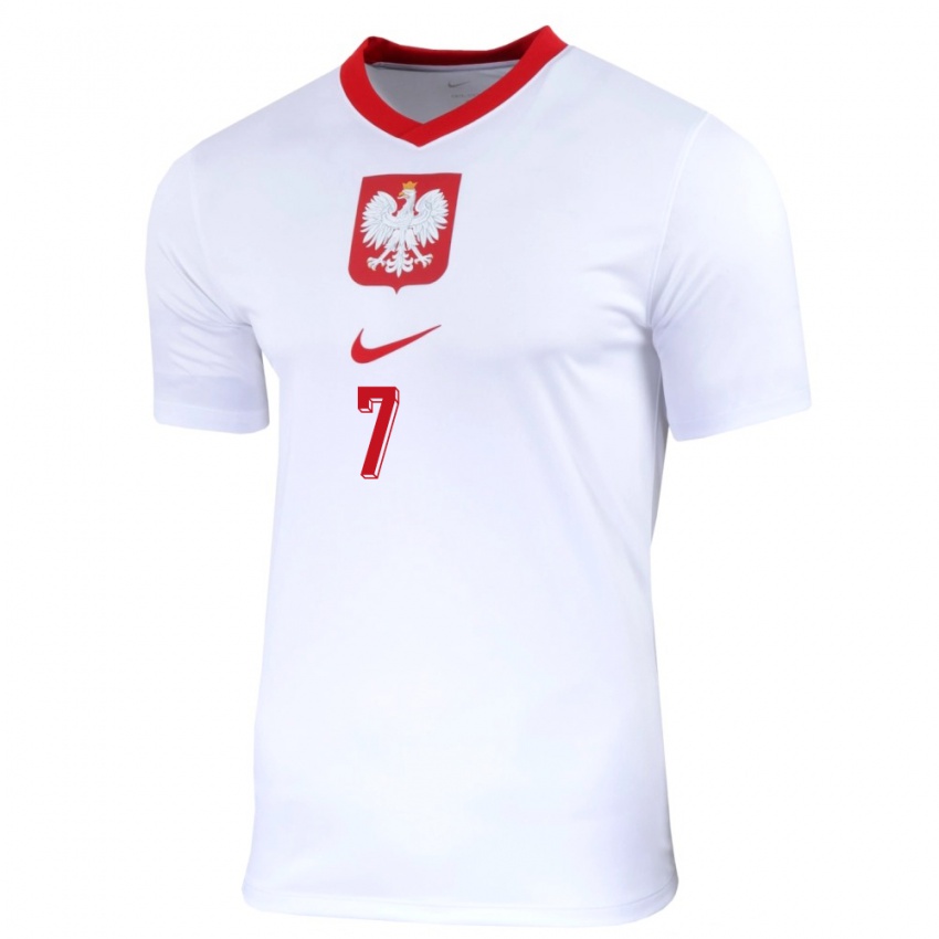 Hombre Camiseta Polonia Filip Wolski #7 Blanco 1ª Equipación 24-26 La Camisa