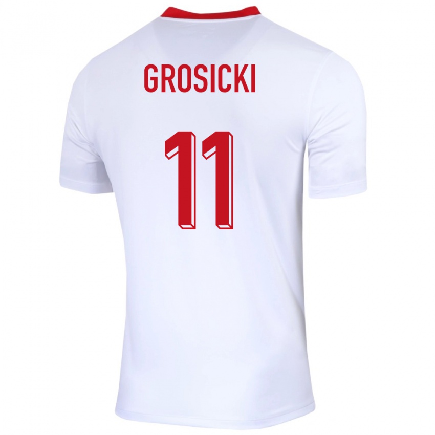 Hombre Camiseta Polonia Kamil Grosicki #11 Blanco 1ª Equipación 24-26 La Camisa
