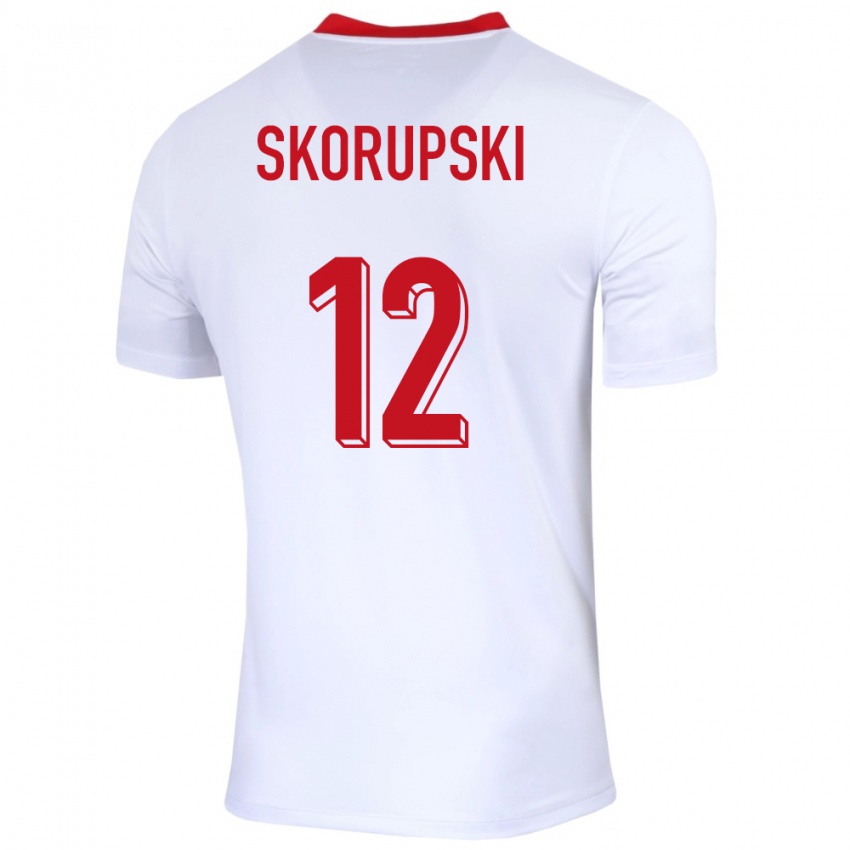 Hombre Camiseta Polonia Lukasz Skorupski #12 Blanco 1ª Equipación 24-26 La Camisa