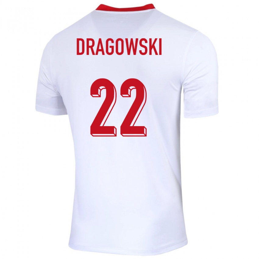 Hombre Camiseta Polonia Bartlomiej Dragowski #22 Blanco 1ª Equipación 24-26 La Camisa