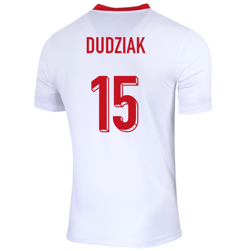 Hombre Camiseta Polonia Aleksandra Dudziak #15 Blanco 1ª Equipación 24-26 La Camisa