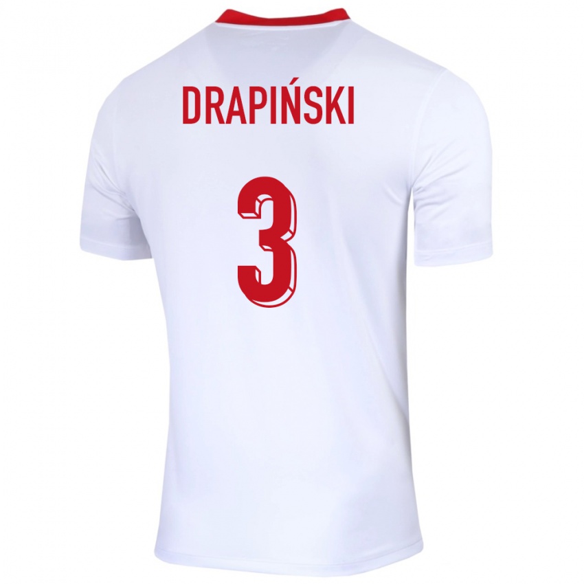 Hombre Camiseta Polonia Igor Drapinski #3 Blanco 1ª Equipación 24-26 La Camisa