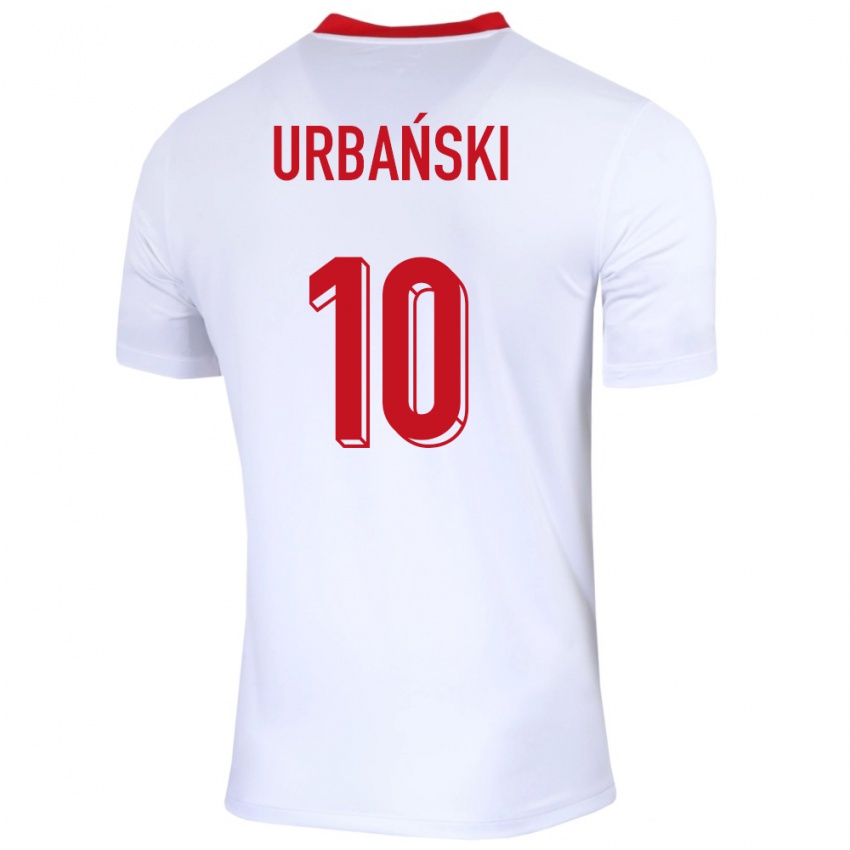 Hombre Camiseta Polonia Kacper Urbanski #10 Blanco 1ª Equipación 24-26 La Camisa
