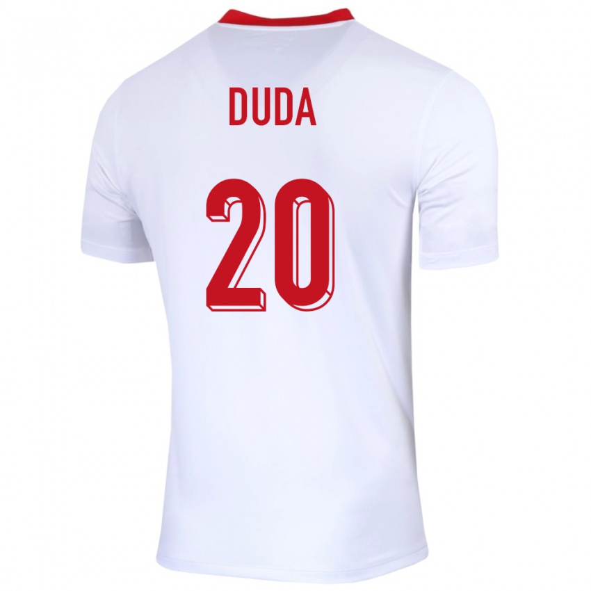 Hombre Camiseta Polonia Kacper Duda #20 Blanco 1ª Equipación 24-26 La Camisa