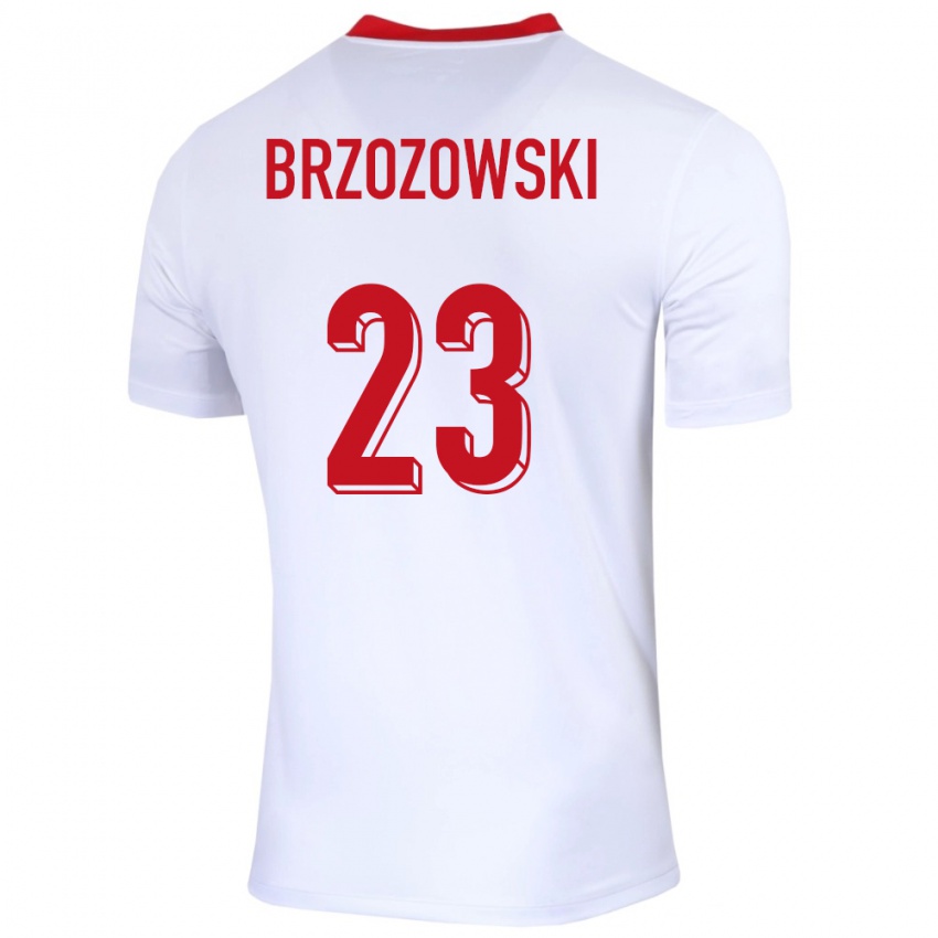 Hombre Camiseta Polonia Milosz Brzozowski #23 Blanco 1ª Equipación 24-26 La Camisa