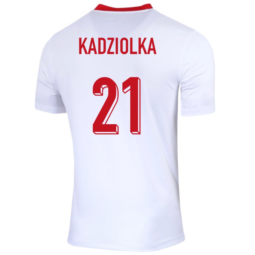 Hombre Camiseta Polonia Szymon Kadziolka #21 Blanco 1ª Equipación 24-26 La Camisa