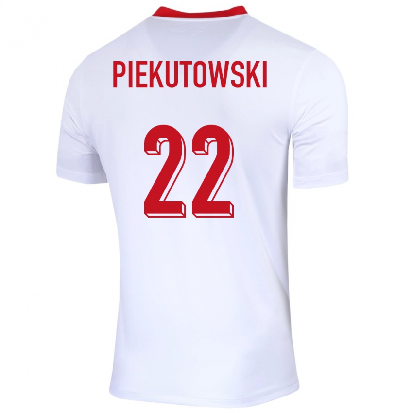 Hombre Camiseta Polonia Milosz Piekutowski #22 Blanco 1ª Equipación 24-26 La Camisa