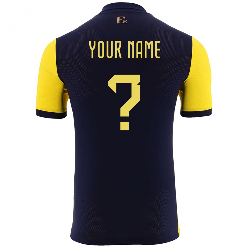 Hombre Camiseta Ecuador Su Nombre #0 Amarillo 1ª Equipación 24-26 La Camisa