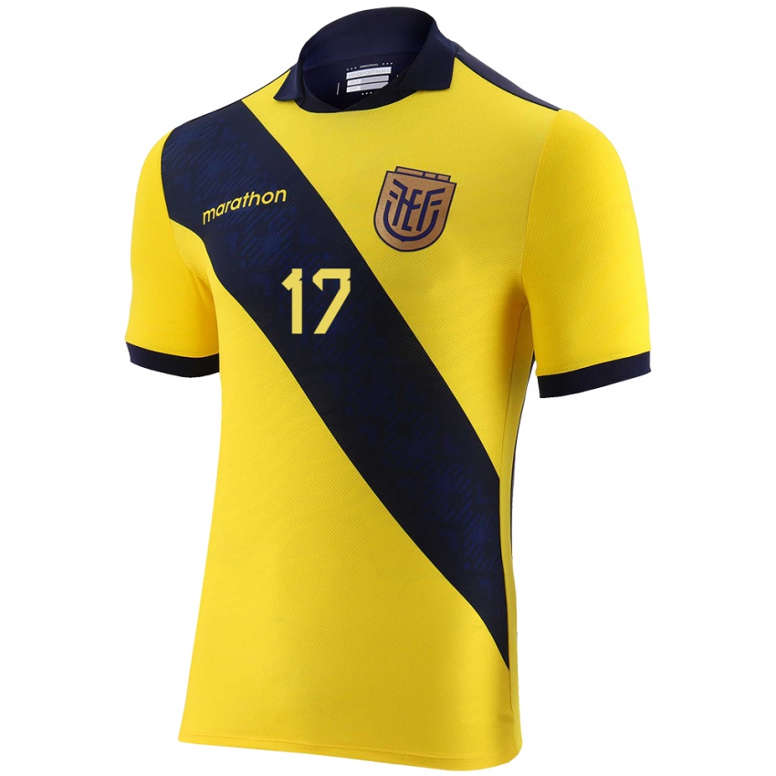 Hombre Camiseta Ecuador Karen Flores #17 Amarillo 1ª Equipación 24-26 La Camisa
