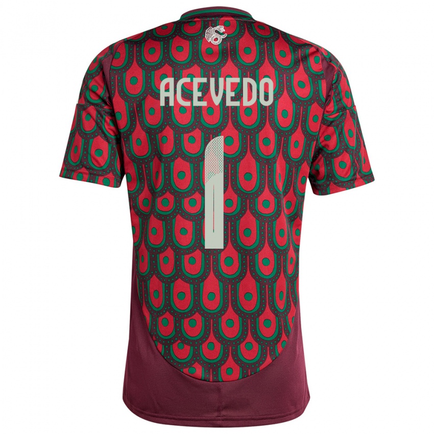 Hombre Camiseta México Carlos Acevedo #1 Granate 1ª Equipación 24-26 La Camisa