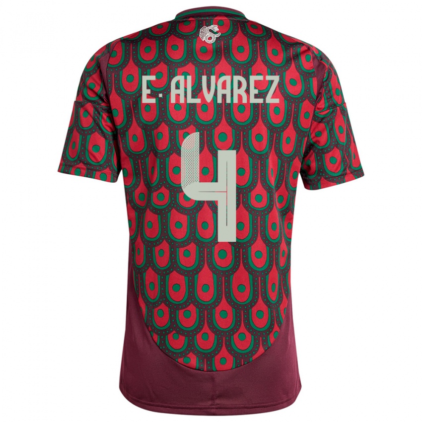 Hombre Camiseta México Edson Alvarez #4 Granate 1ª Equipación 24-26 La Camisa