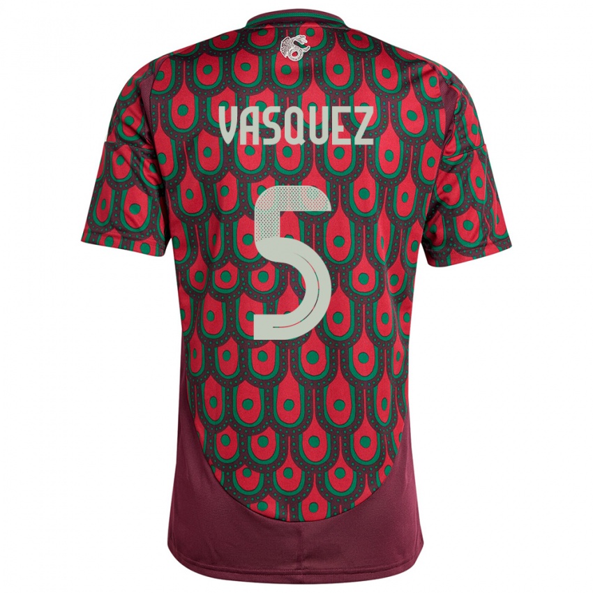 Hombre Camiseta México Johan Vasquez #5 Granate 1ª Equipación 24-26 La Camisa