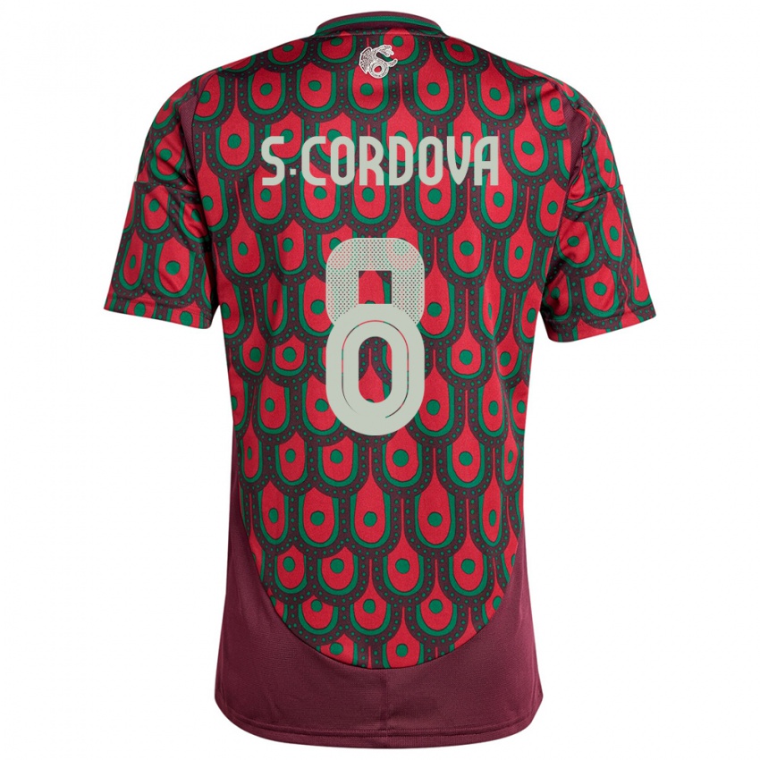 Hombre Camiseta México Sebastian Cordova #8 Granate 1ª Equipación 24-26 La Camisa