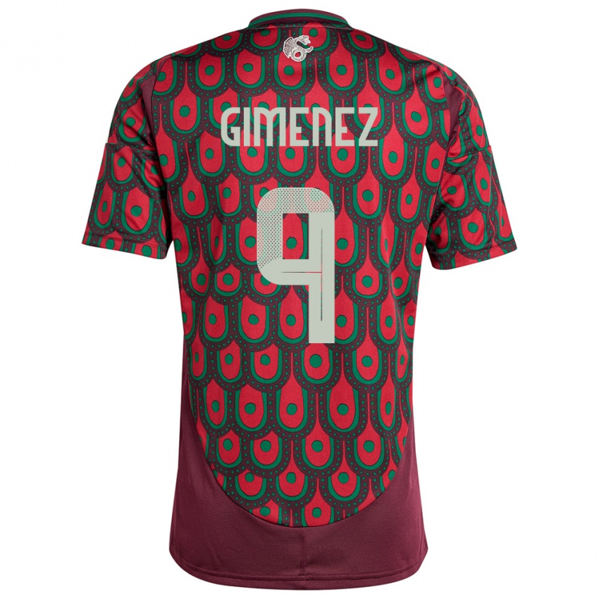 Hombre Camiseta México Santiago Gimenez #9 Granate 1ª Equipación 24-26 La Camisa