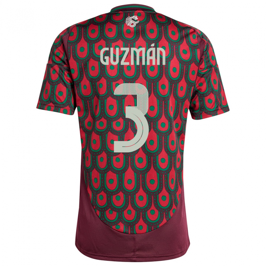 Hombre Camiseta México Victor Guzman #3 Granate 1ª Equipación 24-26 La Camisa