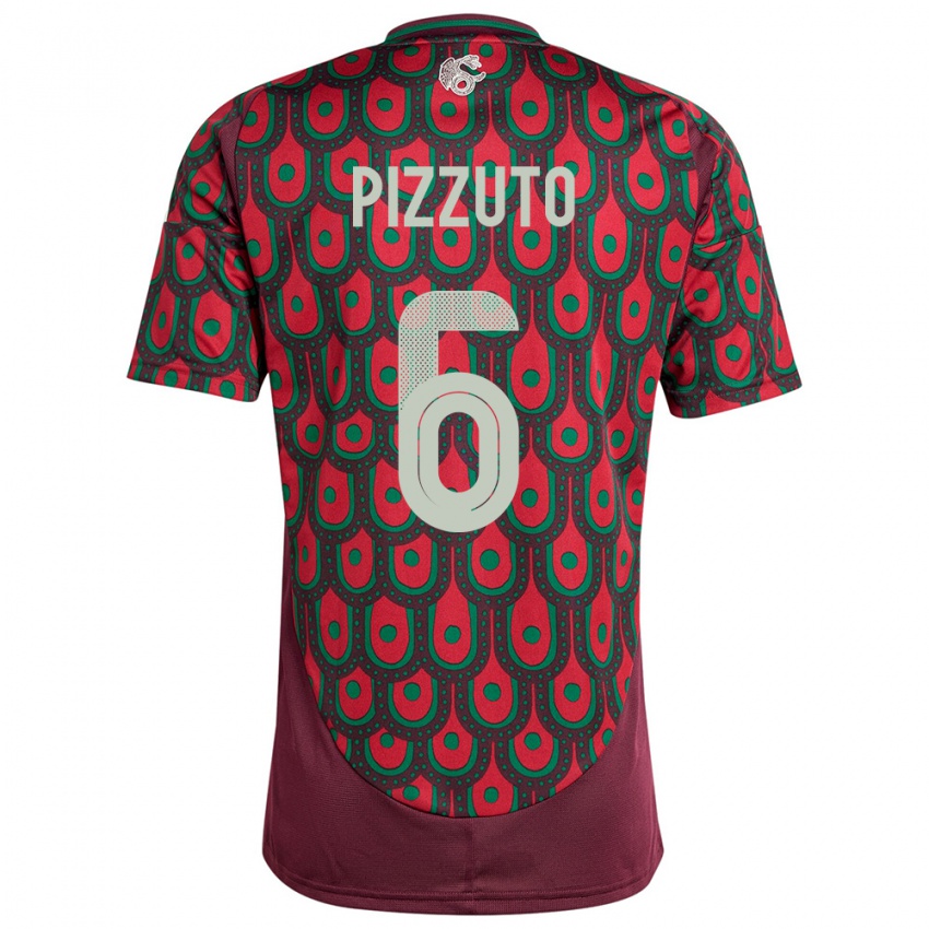 Hombre Camiseta México Eugenio Pizzuto #6 Granate 1ª Equipación 24-26 La Camisa
